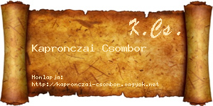Kapronczai Csombor névjegykártya