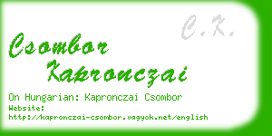 csombor kapronczai business card